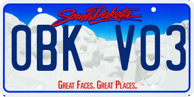 SD license plate 0BKV03