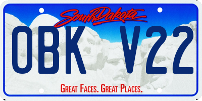 SD license plate 0BKV22