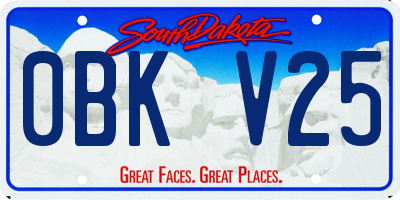 SD license plate 0BKV25