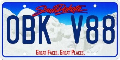 SD license plate 0BKV88
