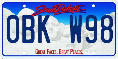 SD license plate 0BKW98