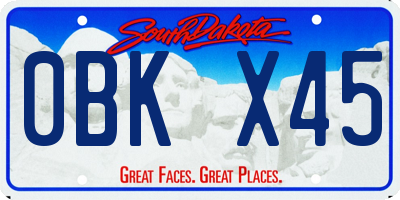 SD license plate 0BKX45