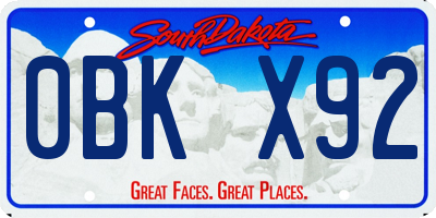 SD license plate 0BKX92