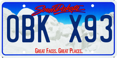 SD license plate 0BKX93