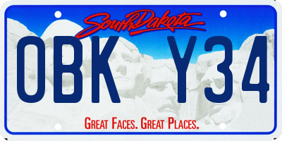 SD license plate 0BKY34