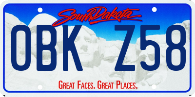 SD license plate 0BKZ58