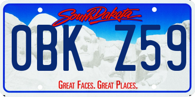 SD license plate 0BKZ59