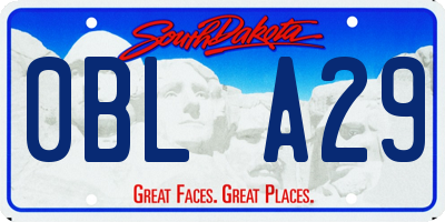 SD license plate 0BLA29