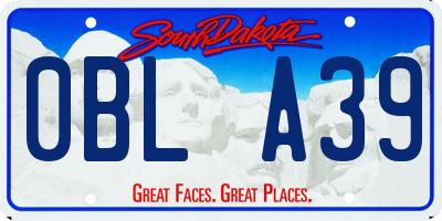 SD license plate 0BLA39