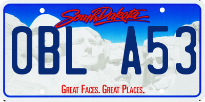 SD license plate 0BLA53