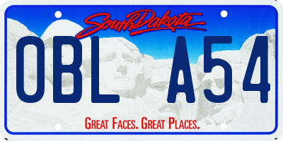 SD license plate 0BLA54