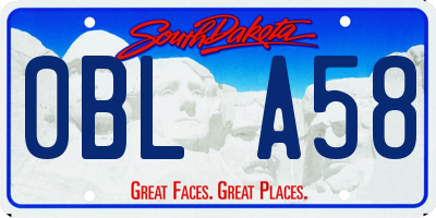 SD license plate 0BLA58