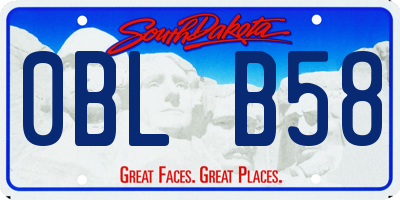 SD license plate 0BLB58