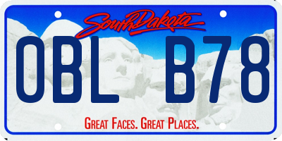 SD license plate 0BLB78
