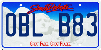SD license plate 0BLB83
