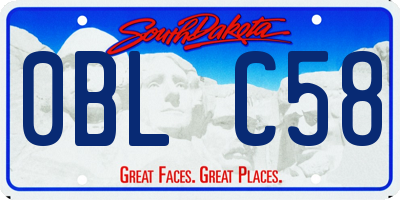 SD license plate 0BLC58