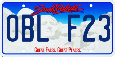 SD license plate 0BLF23