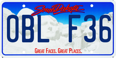 SD license plate 0BLF36