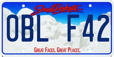 SD license plate 0BLF42