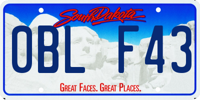 SD license plate 0BLF43