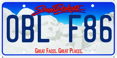 SD license plate 0BLF86