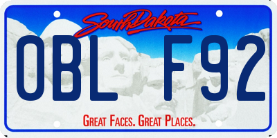 SD license plate 0BLF92