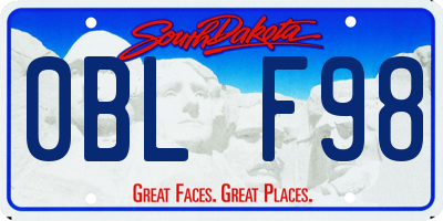 SD license plate 0BLF98