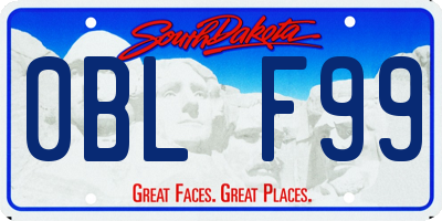 SD license plate 0BLF99