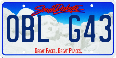 SD license plate 0BLG43