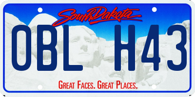 SD license plate 0BLH43
