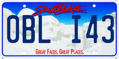 SD license plate 0BLI43
