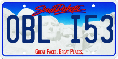 SD license plate 0BLI53