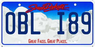 SD license plate 0BLI89