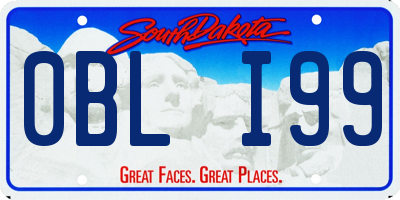 SD license plate 0BLI99