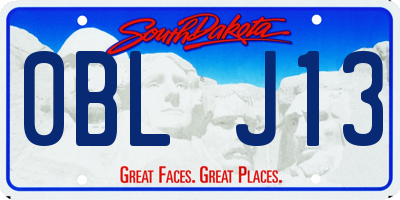 SD license plate 0BLJ13