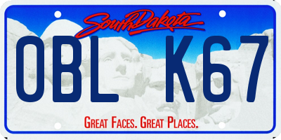 SD license plate 0BLK67