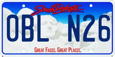 SD license plate 0BLN26