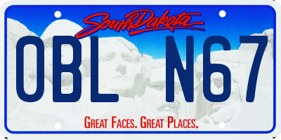 SD license plate 0BLN67