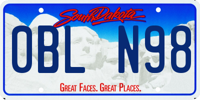SD license plate 0BLN98