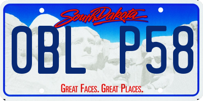SD license plate 0BLP58
