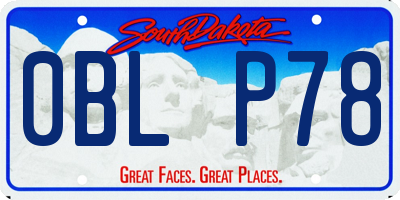 SD license plate 0BLP78