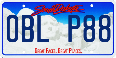 SD license plate 0BLP88