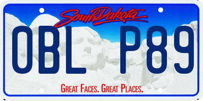SD license plate 0BLP89