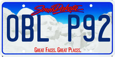 SD license plate 0BLP92