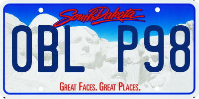 SD license plate 0BLP98