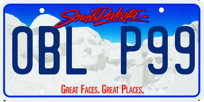 SD license plate 0BLP99