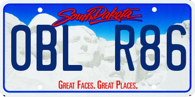 SD license plate 0BLR86