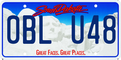 SD license plate 0BLU48