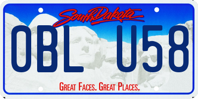 SD license plate 0BLU58