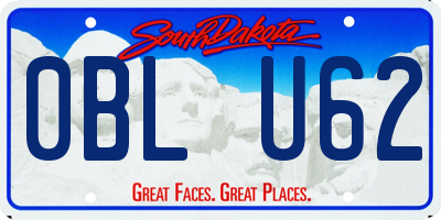 SD license plate 0BLU62
